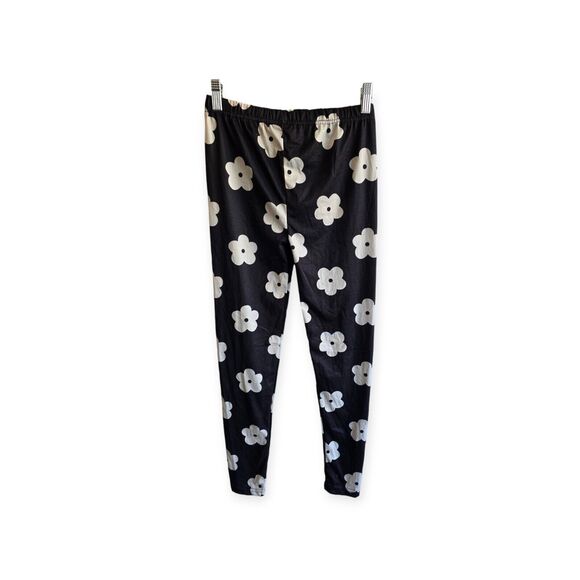 Golden Black Black/White Flower Footless Leggings Women Size M - Picture 2 of 7